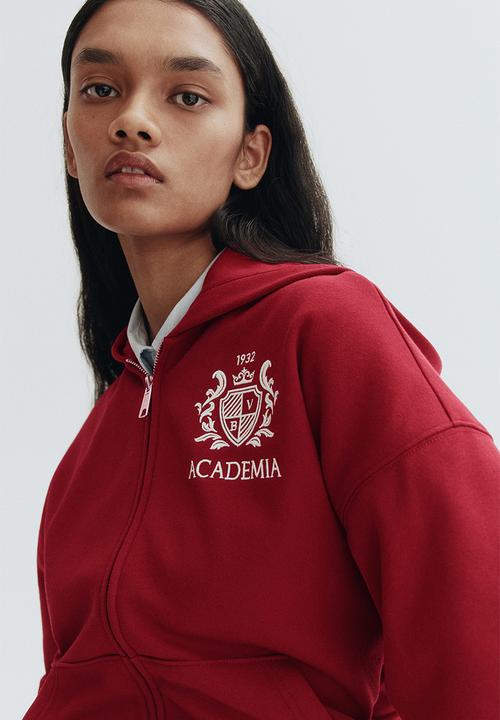 H&M - Zip-through hoodie - dark red/academia