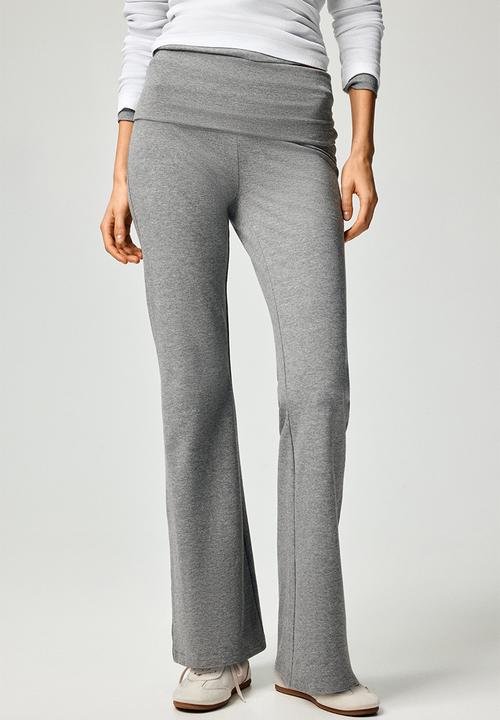 H&M - Foldover-waist cotton trousers - grey marl