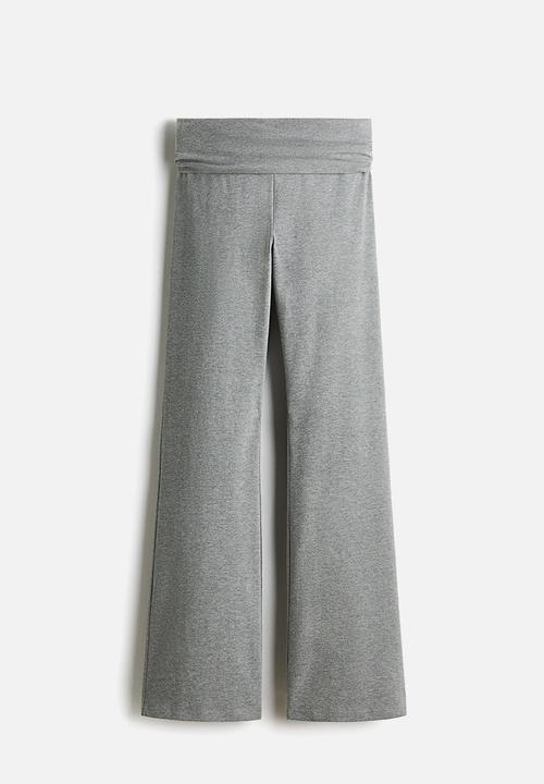 H&M - Foldover-waist cotton trousers - grey marl