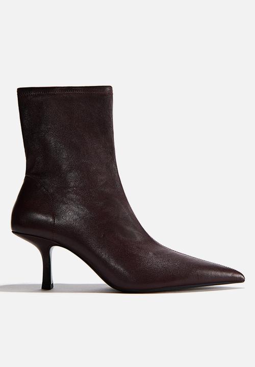 H&M - Leather sock boots - burgundy