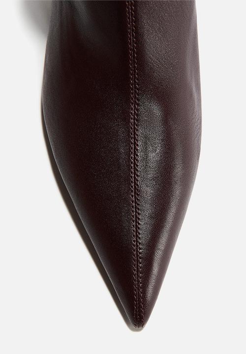 H&M - Leather sock boots - burgundy