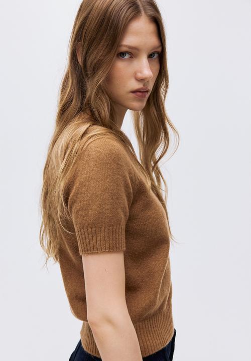 H&M - Short-sleeved jumper - dark beige