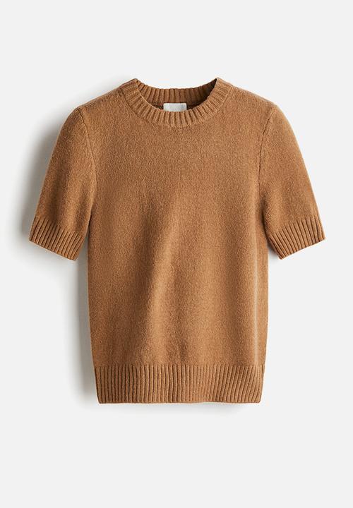 H&M - Short-sleeved jumper - dark beige