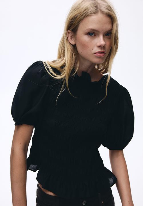 H&M - Smocked blouse - black