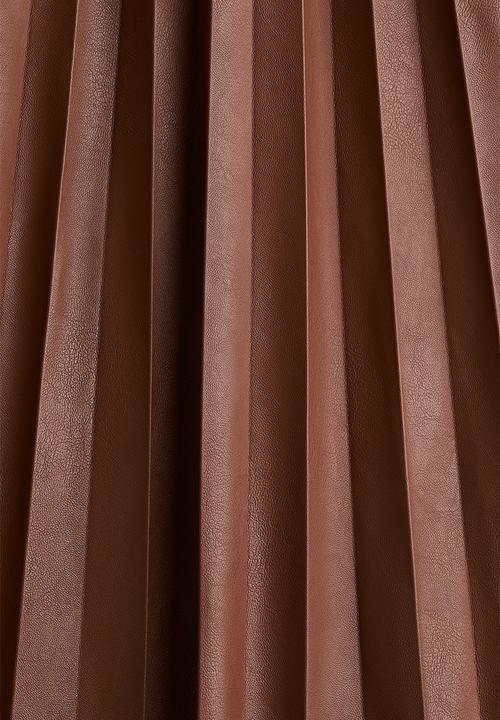 H&M - Coated plisse skirt - brown