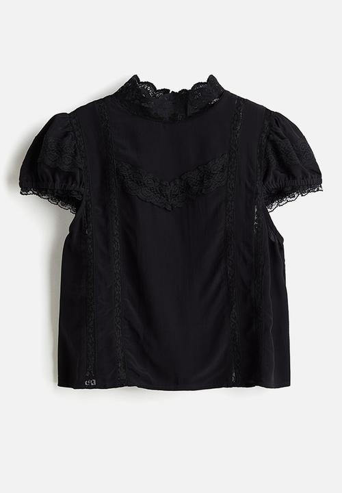 H&M - Lace-detail blouse - black