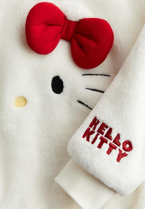 H&M - Motif-detail pile sweatshirt - white/hello kitty