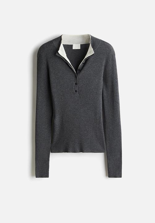 H&M - Rib-knit top - dark grey
