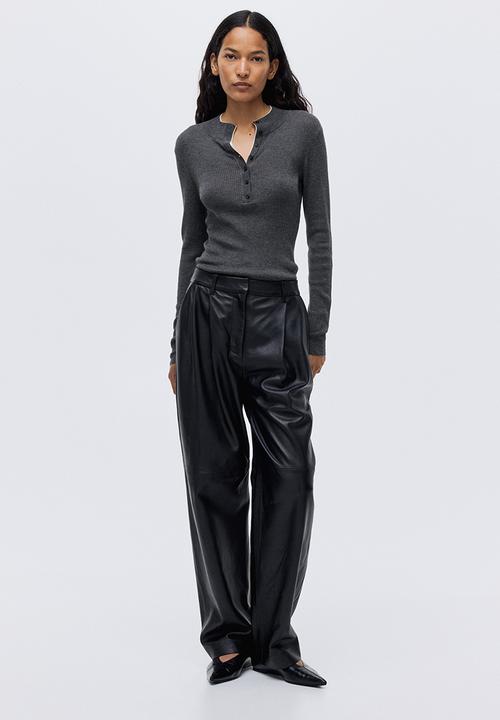 H&M - Rib-knit top - dark grey
