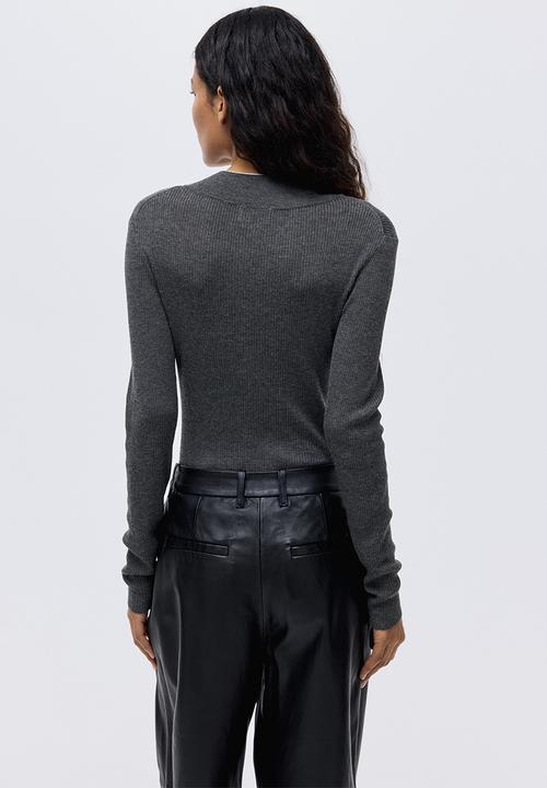H&M - Rib-knit top - dark grey