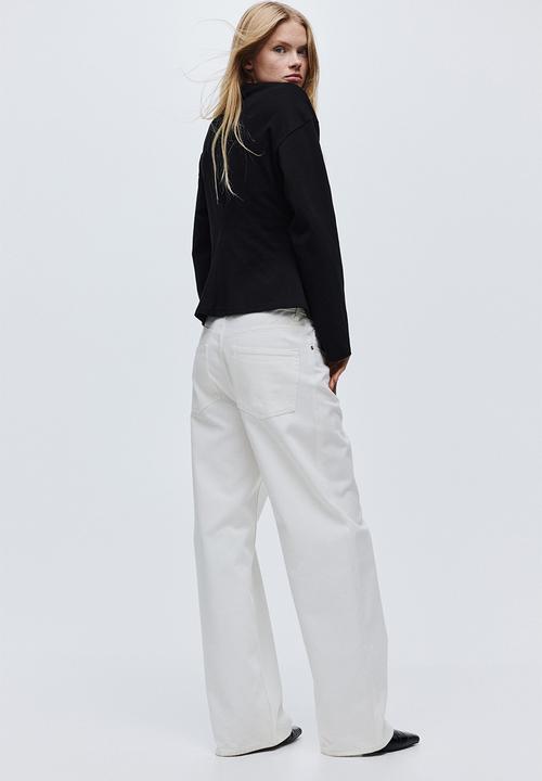 H&M - Gathered cotton jersey top - black