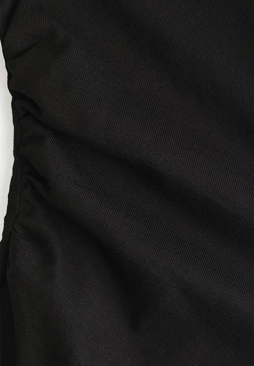 H&M - Gathered cotton jersey top - black