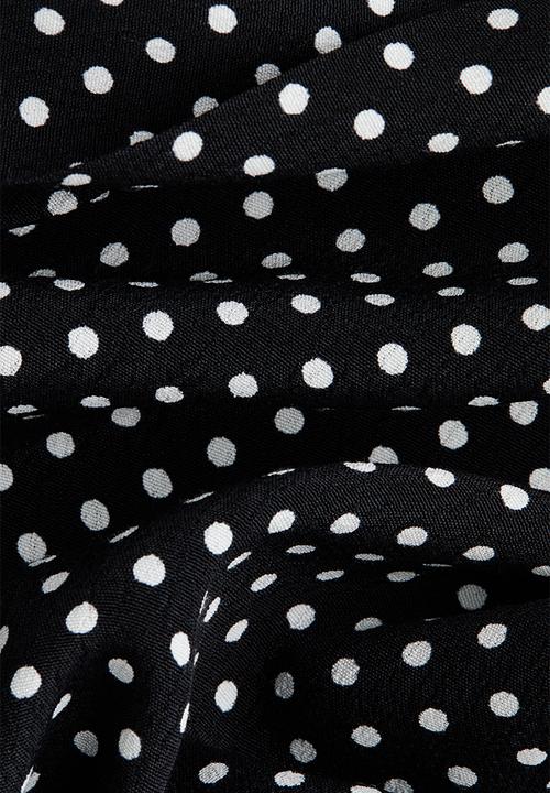 H&M - Bow-collar tunic dress - black/spotted