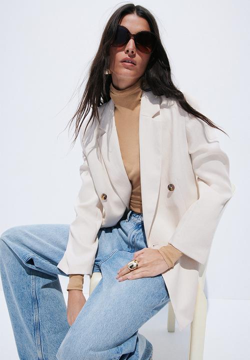 H&M - Double-breasted blazer - light beige