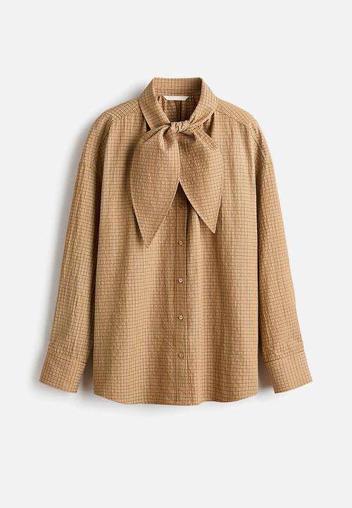 H&M - Bow-collar shirt - beige
