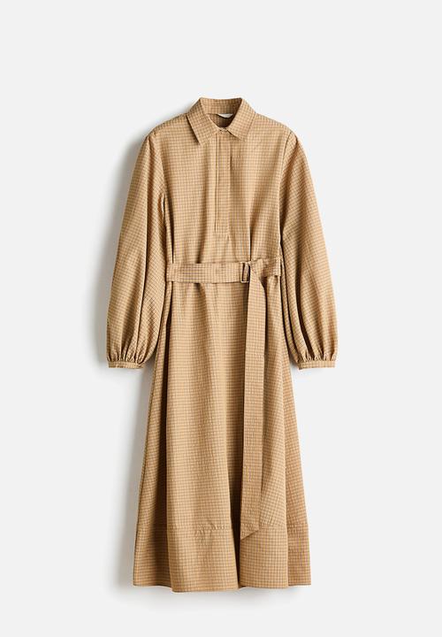 H&M - Collared midi dress - beige/checked
