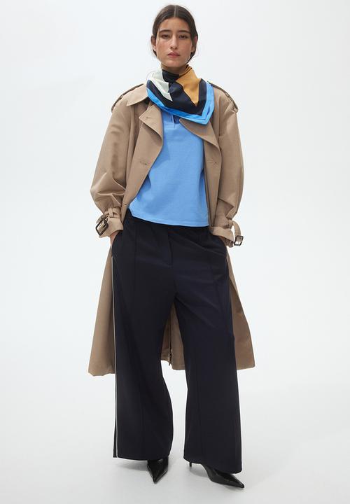 H&M - Wide crease-front trousers - navy blue