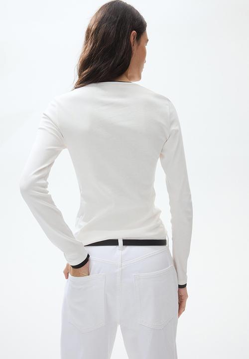 H&M - Long-sleeved printed top - white/marina atlantique