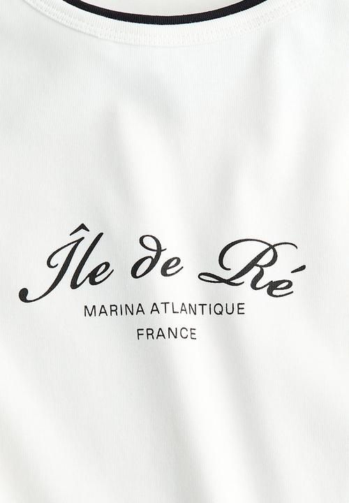 H&M - Long-sleeved printed top - white/marina atlantique