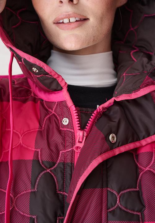 Me&B - The Multiway Check Maxi Puffer - Burgundy