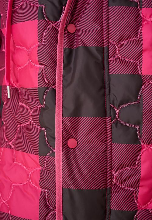 Me&B - The Multiway Check Maxi Puffer - Burgundy