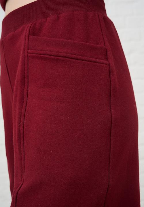 Me&B - Barrel Leg Sweat Pants - Burgundy