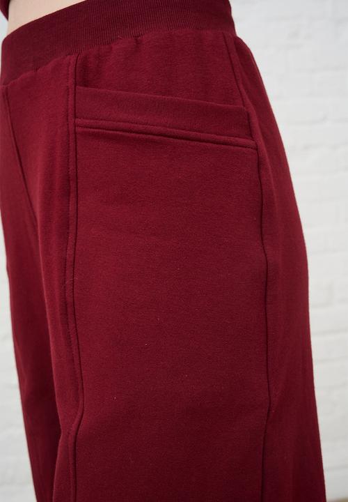 Me&B - Barrel Leg Sweat Pants - Burgundy