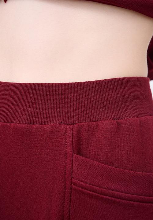 Me&B - Barrel Leg Sweat Pants - Burgundy