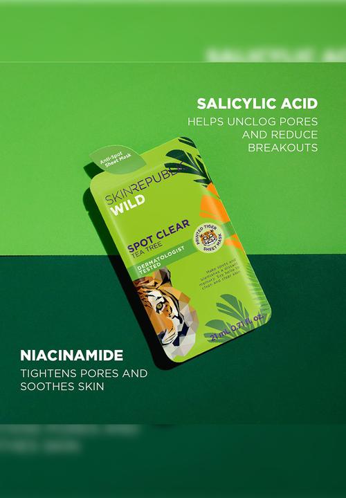 Skin Republic - Spot Clear Tea Tree Tiger Face Mask Sheet
