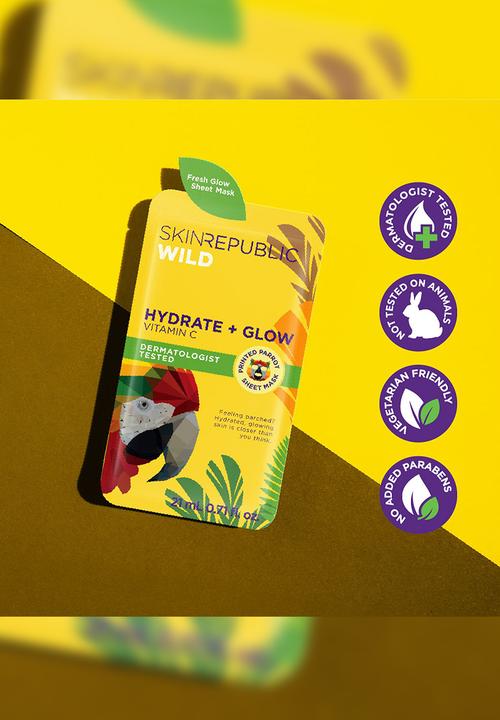Skin Republic - Hydrate + Glow Vitamin C Parrot Face Mask Sheet