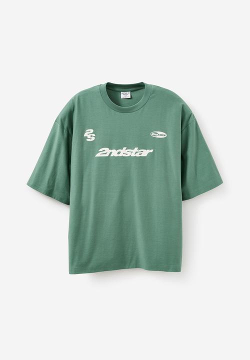 Cotton On - Cropped Fit Graphic T-Shirt - Faded teal / 2ndstar