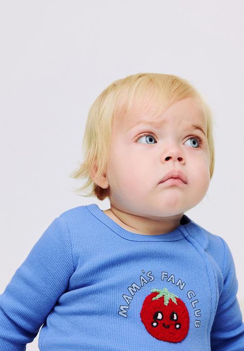 Cotton On - The Long Sleeve Zip Romper - Blue Bonnet/Mama S Fan Club