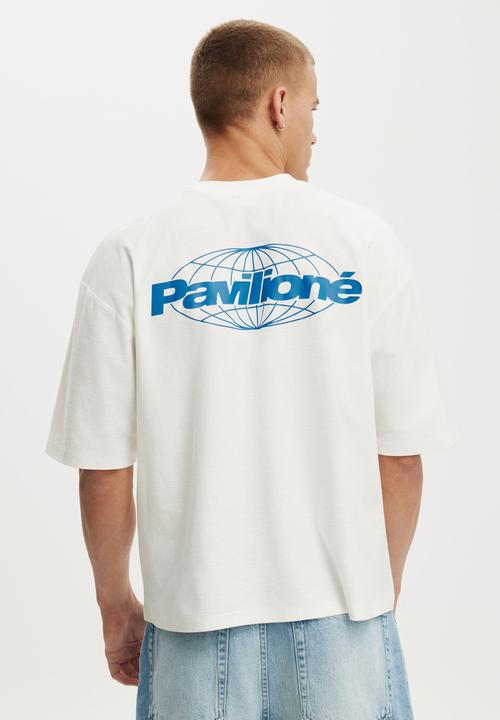 Cotton On - Cropped Fit Graphic T-Shirt - vintage white / pavilioné globe