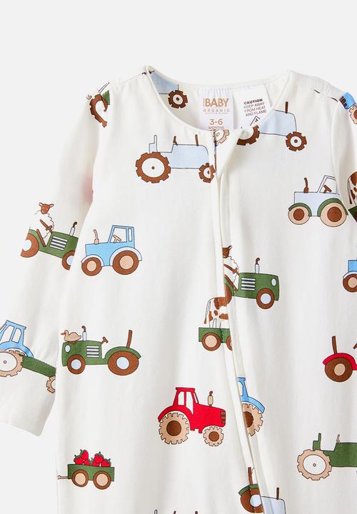 Cotton On - The Long Sleeve Zip Romper - Vanilla/Farmer S Truck