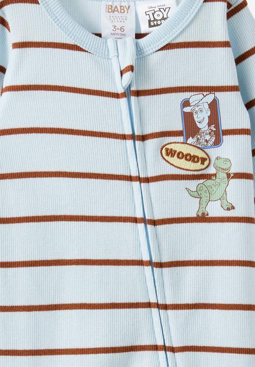 Cotton On - The Long Sleeve Zip Romper License - Lcn Dis Blue Whisper/Woody Stripe