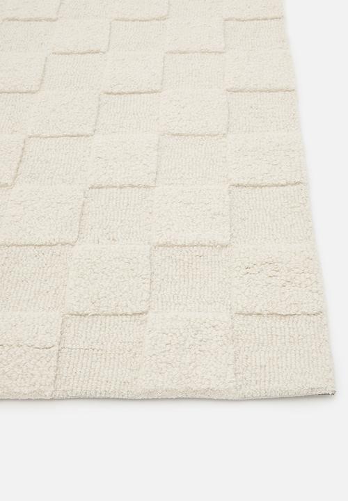 Sixth Floor - Osaka Hand Tufted Check  Wool Rug Natural