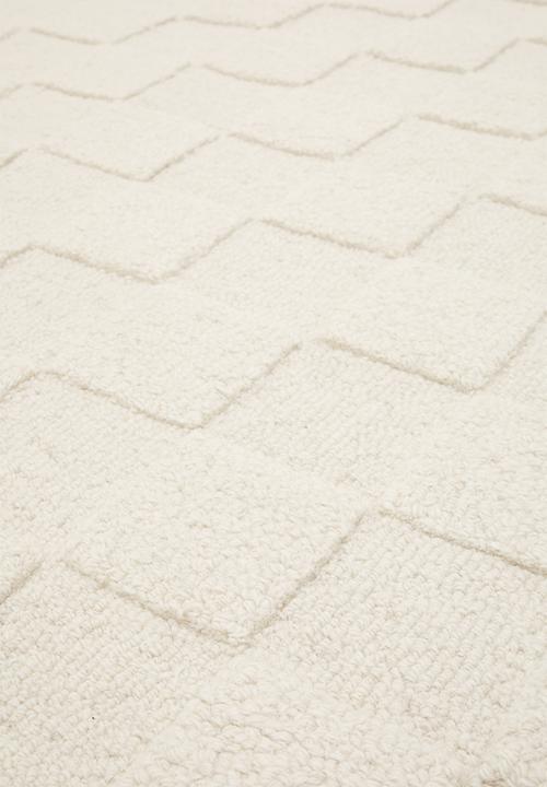 Sixth Floor - Osaka Hand Tufted Check  Wool Rug Natural