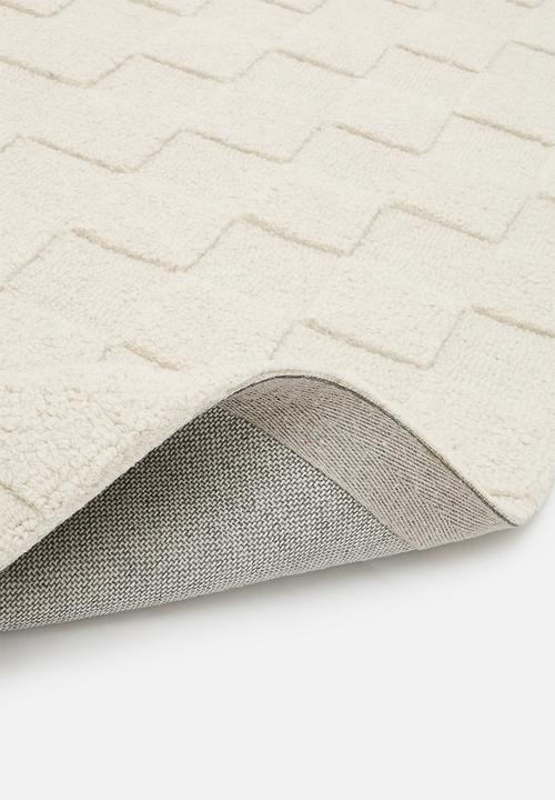 Sixth Floor - Osaka Hand Tufted Check  Wool Rug Natural
