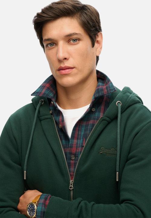 Superdry. - Essential Logo Zip Hoodie - Forest Green