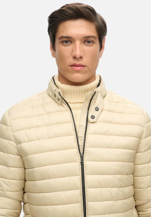 Superdry. - Lightweight Short Puffer Coat - Pelican Beige