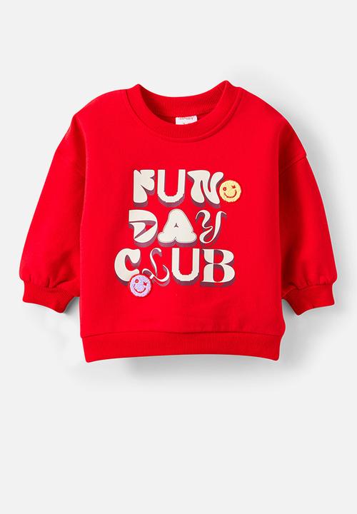 Cotton On - Riley Sweater - Varsity Red/Fun Day Club Logo