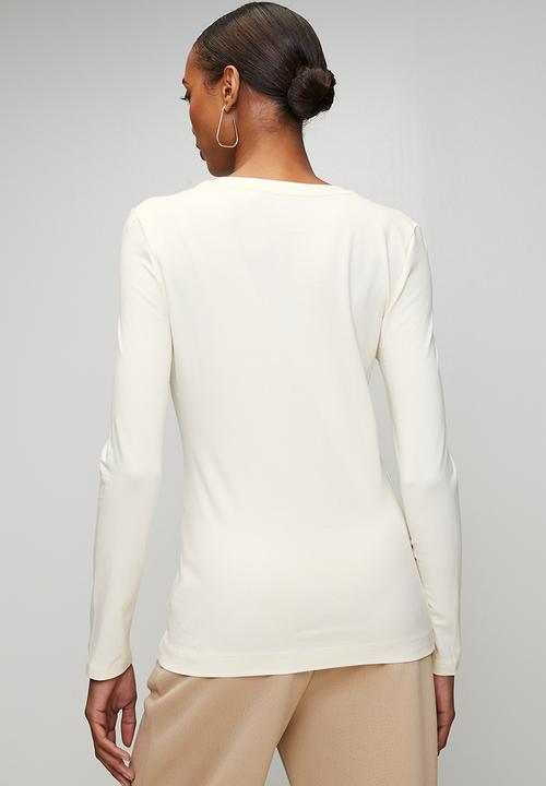 GUESS - Lds Script  Ls Top - Dove White