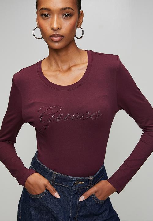 GUESS - Lds Script  Ls Top - Regal Plum