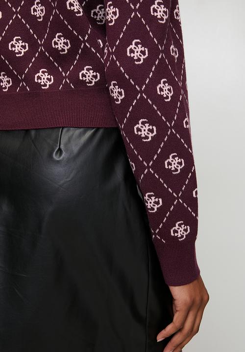 GUESS - Sarah 4G Ls Cn Cardi Swtr - 4G Plum And Pink