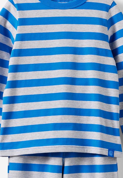 Cotton On - Dreamdrift Long Sleeve Pj Set - Bobbi Stripe Harbour Blue/Grey Marle