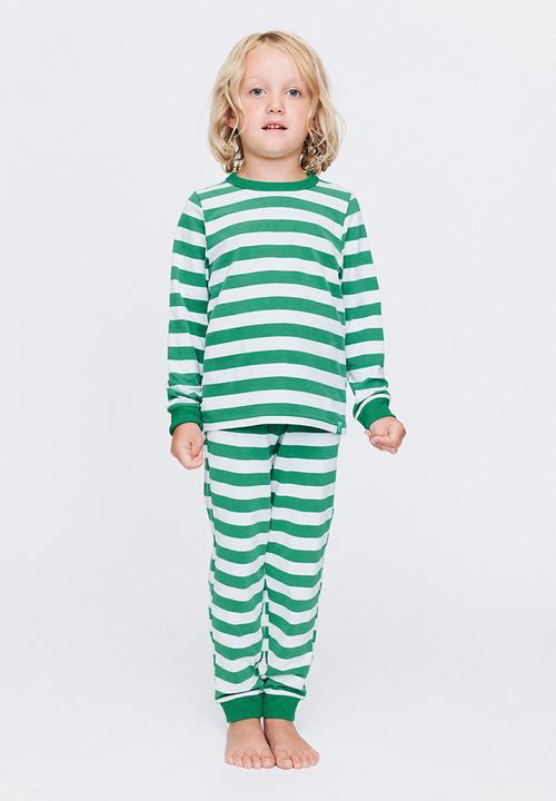 Cotton On - Dreamdrift Long Sleeve Pj Set - Bobbi Stripe Deep Mint/Blue Whisper