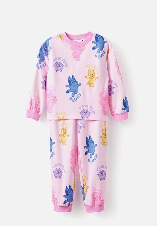 Cotton On - Snoozesoft Long Sleeve Pj Set License - Lcn Blu Tea Party Pink/Bluey Friends