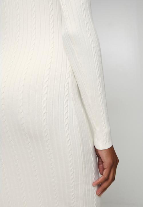 GUESS - Ls Tn Priscilla Cable Rib Drs - Dove White