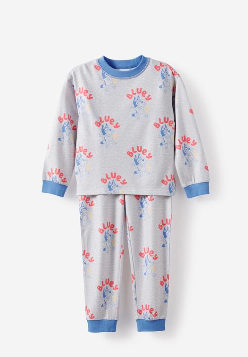Cotton On - Snoozesoft Long Sleeve Pj Set License - Lcn Blu Grey Marle/Bluey Lets Do This