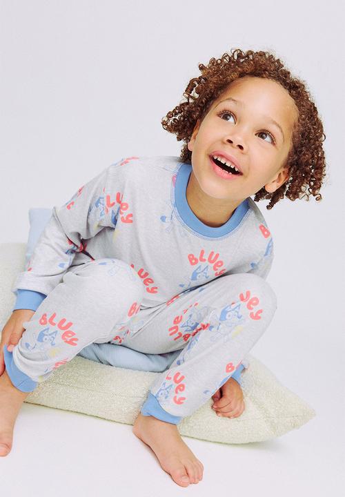 Cotton On - Snoozesoft Long Sleeve Pj Set License - Lcn Blu Grey Marle/Bluey Lets Do This